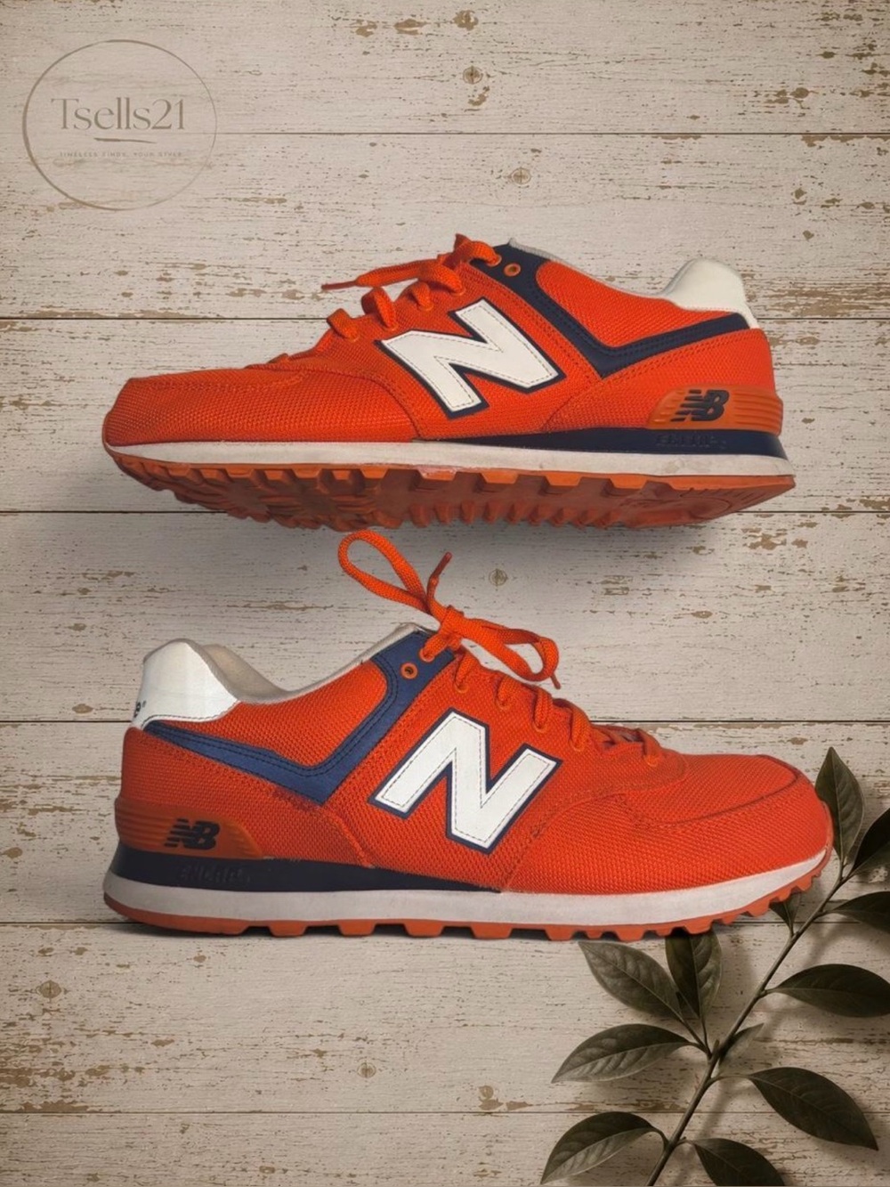 New Balance 574 "Pique Polo" Orange/Navy Sneakers - Size 12